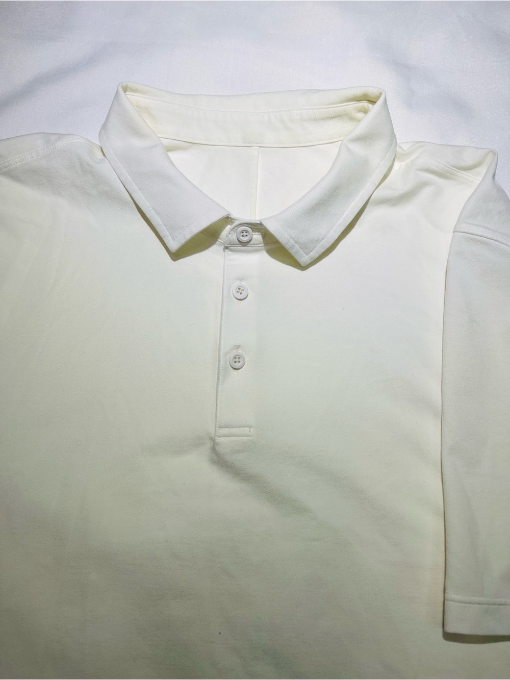 lululemon athletica Off-White Polo Shirt with Three-Button Placket